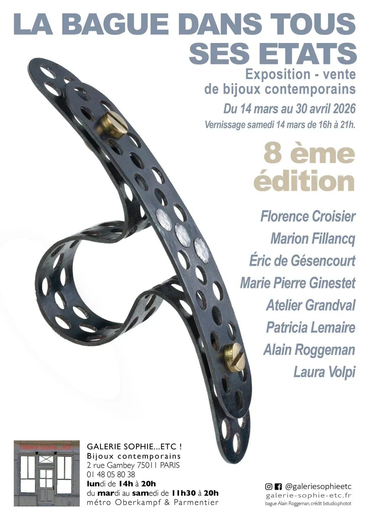 Exposition Bijoux Contemporains Paris : “La bague dans tous ses états” à la Galerie Sophie etc!